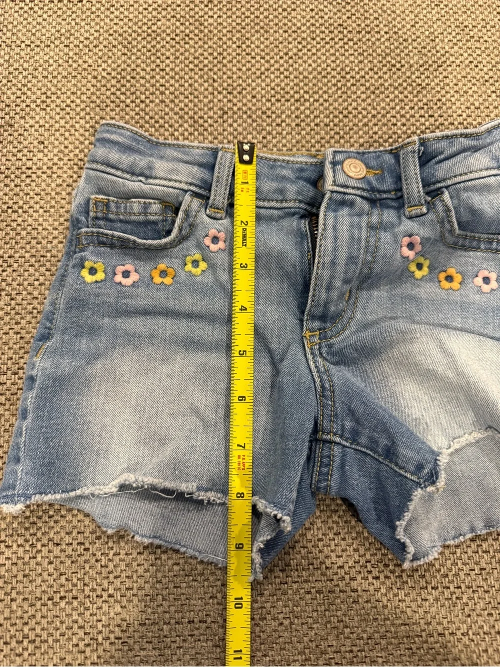 Jumping Beans Girls Size 5 Denim Shorts Floral Embroidered Cutoff Jean Shorts
